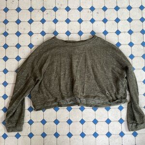 Nasty Gal Olive Long Sleeve Crop Top